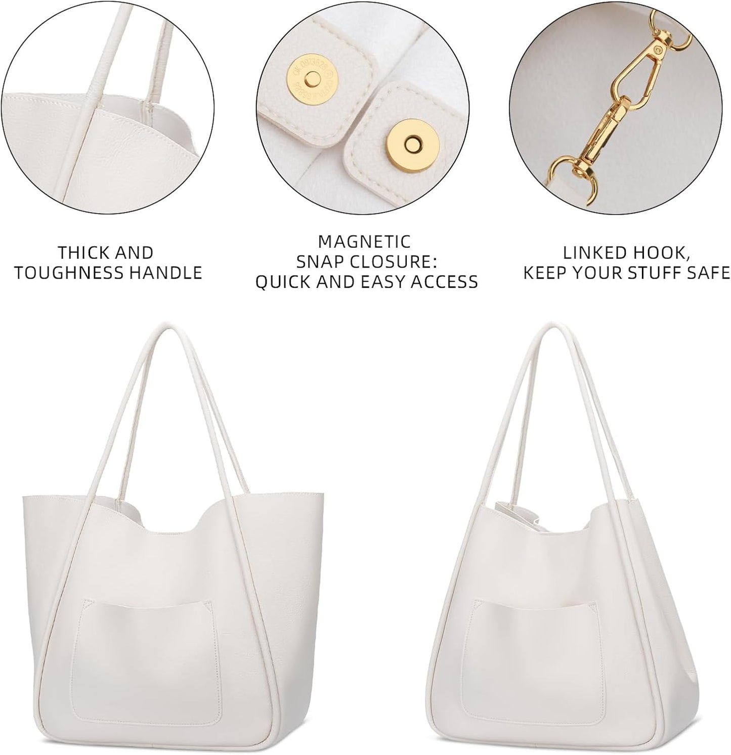 Large Vegan Leather Tote Bag