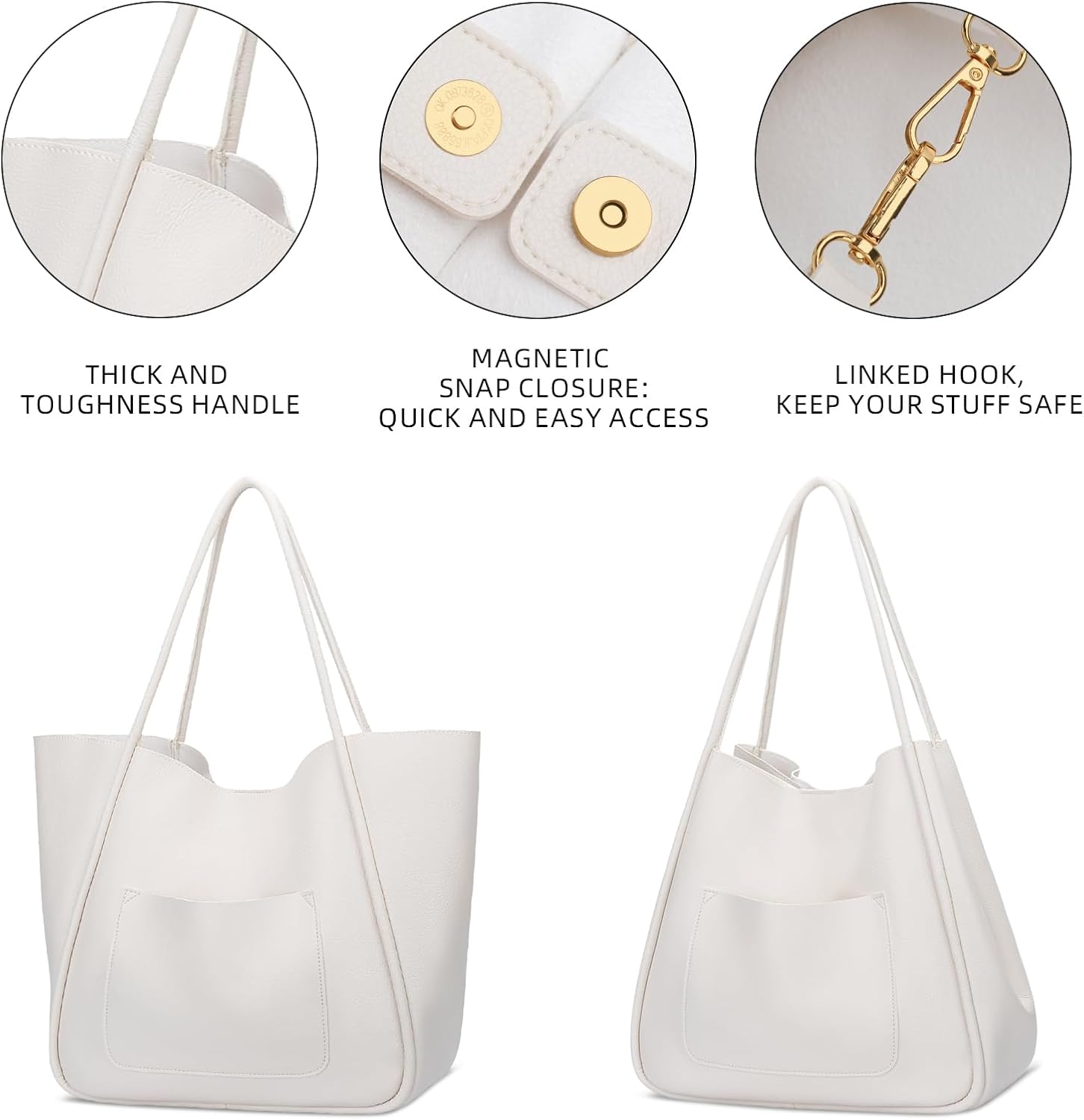 Large Vegan Leather Tote Bag