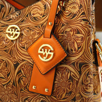 Retro Embossed Floral Handbag in Deep Purple