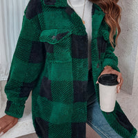 Plush Plaid Winter Coat - High Stretch