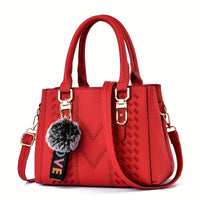 Quilted Shoulder Bag with Ball Pendant (Gift)