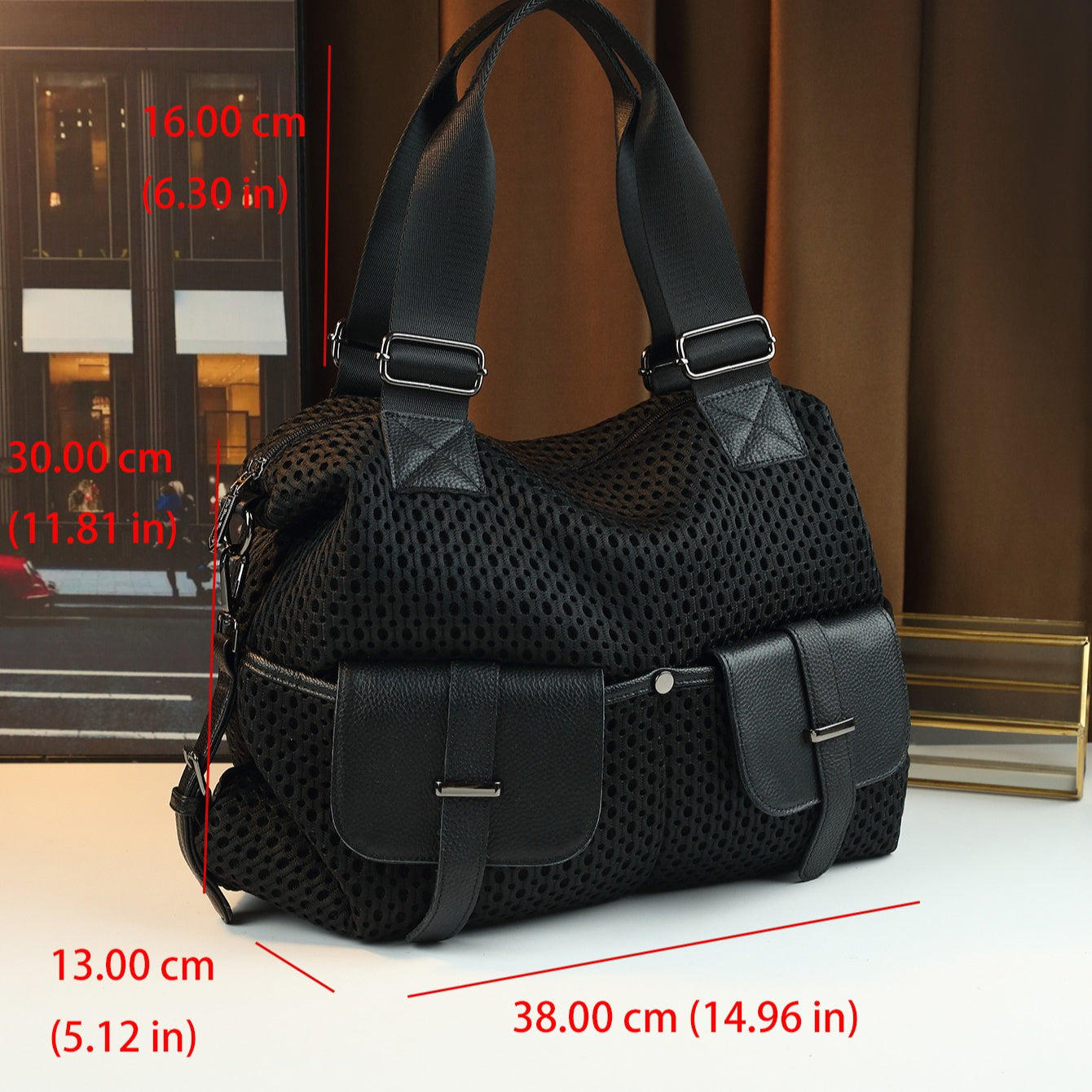 Thoughtia Sporty Black Nylon Tote Bag