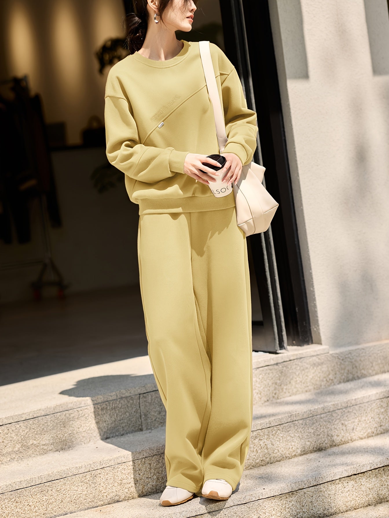 XWI Women's Embroidered Letter Sweatshirt & Pants Set