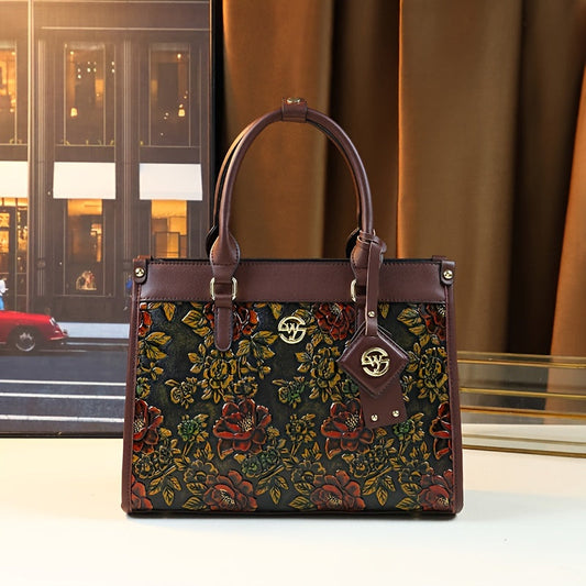 Vintage Floral Embossed Handbag