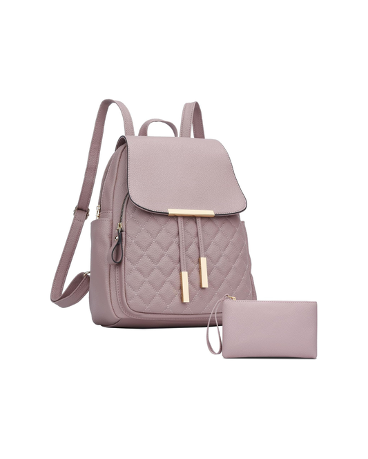 Quilted Leather Backpack Purse