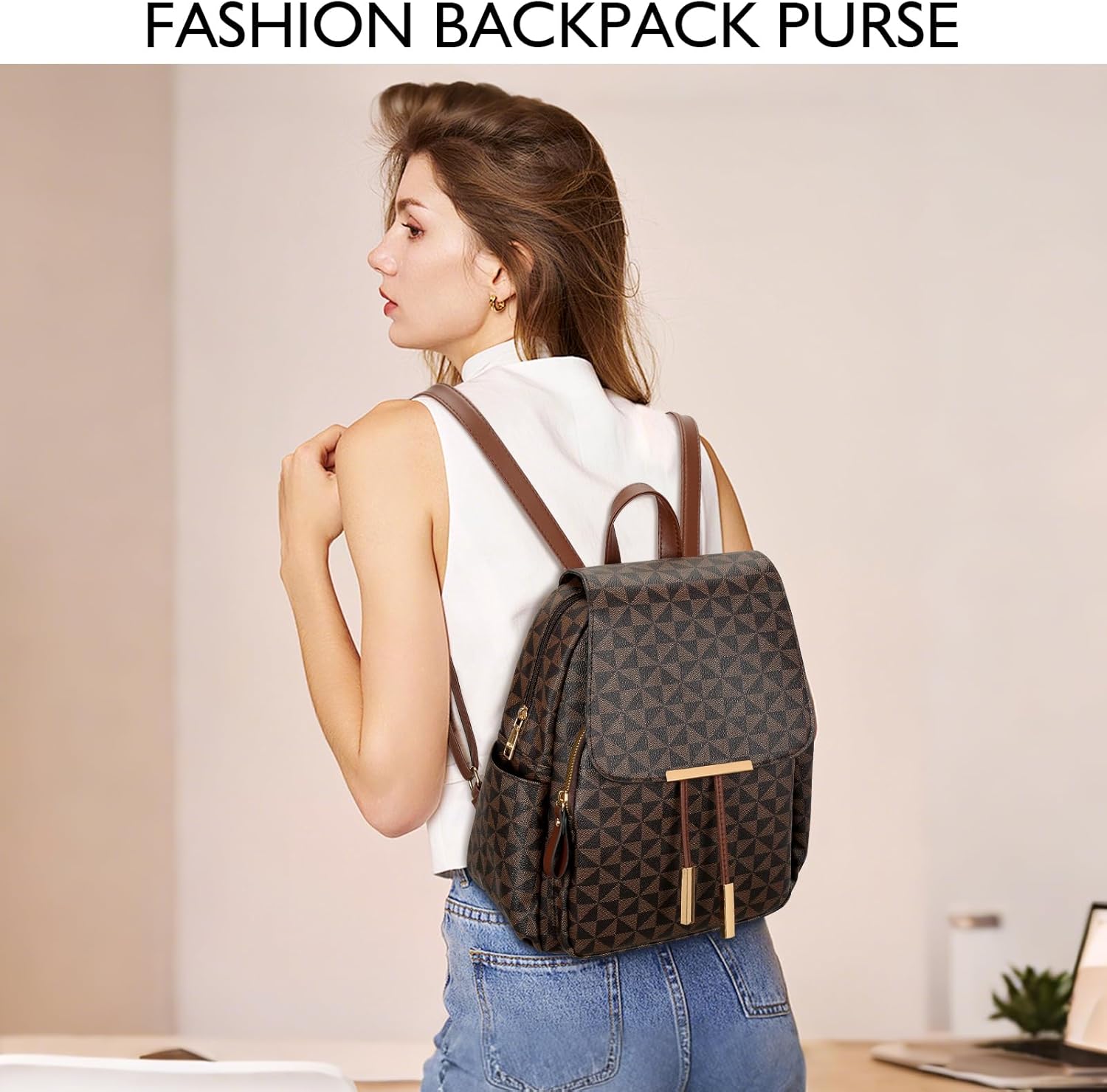 Quilted Leather Backpack Purse