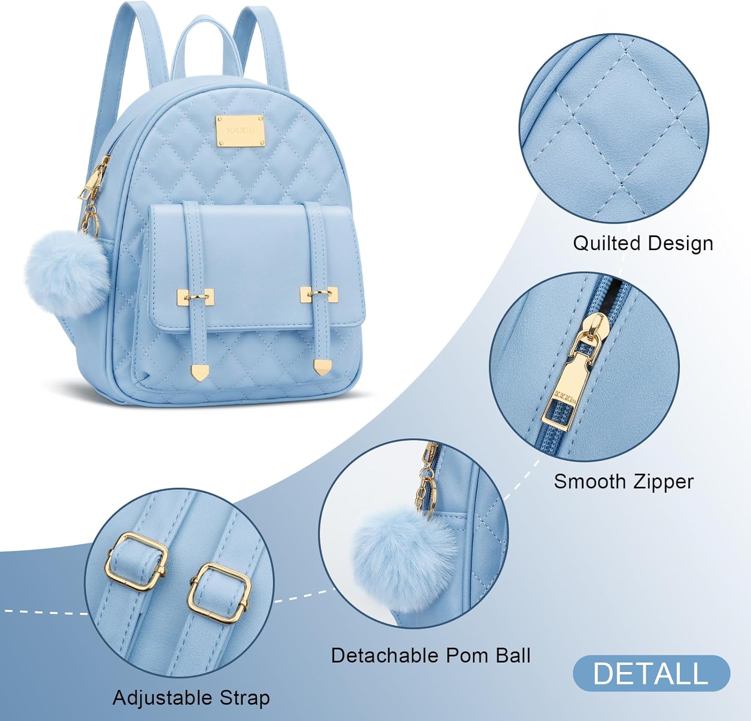 Quilted Mini Backpack Purse (White)
