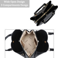 Triple-Compartment Satchel Handbag