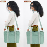 Canvas Crossbody Tote with Pockets