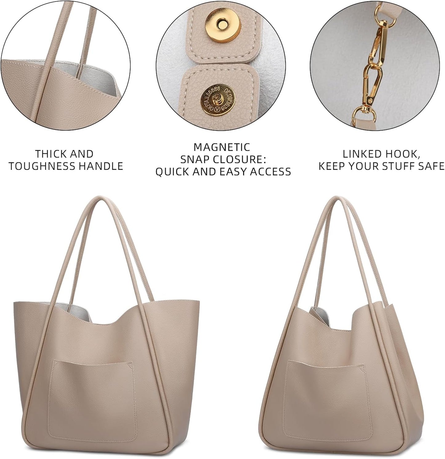 Large Vegan Leather Tote Bag