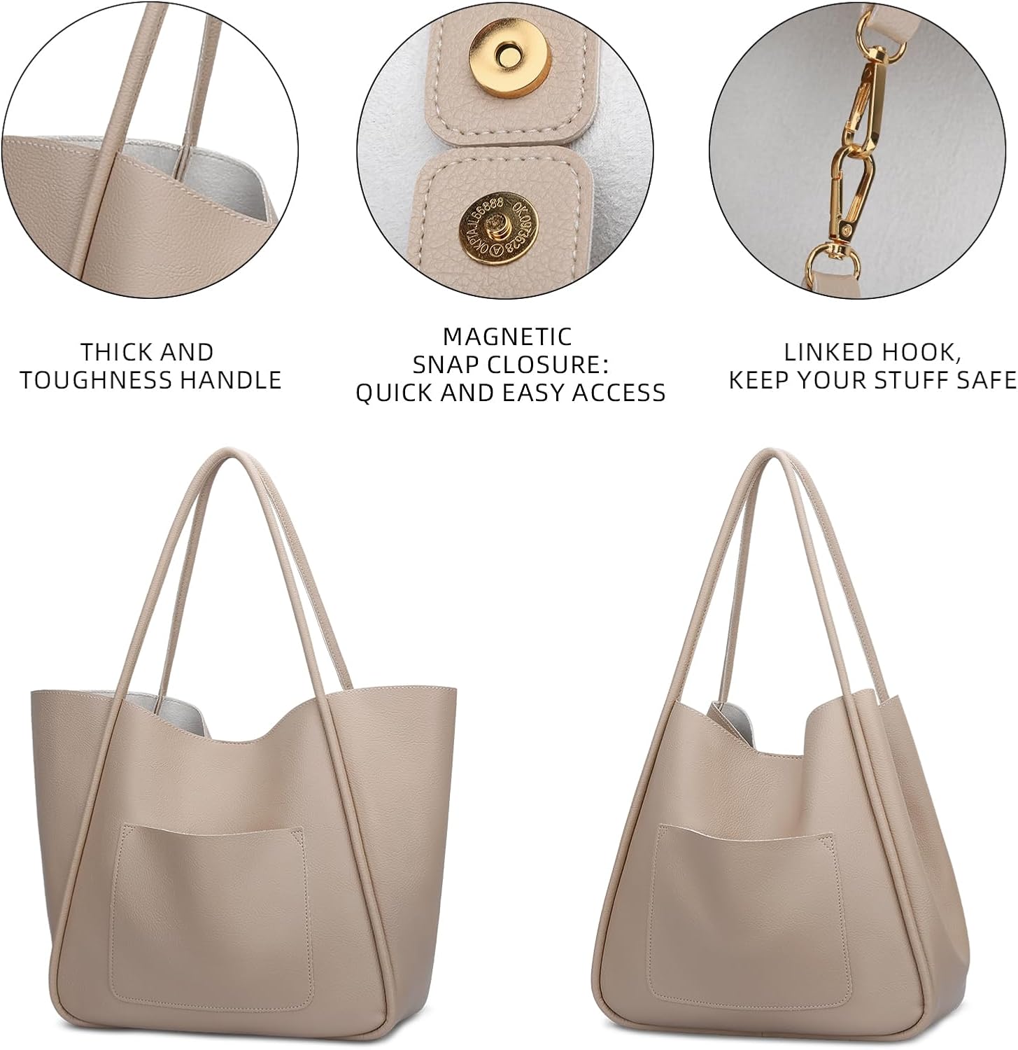 Large Vegan Leather Tote Bag