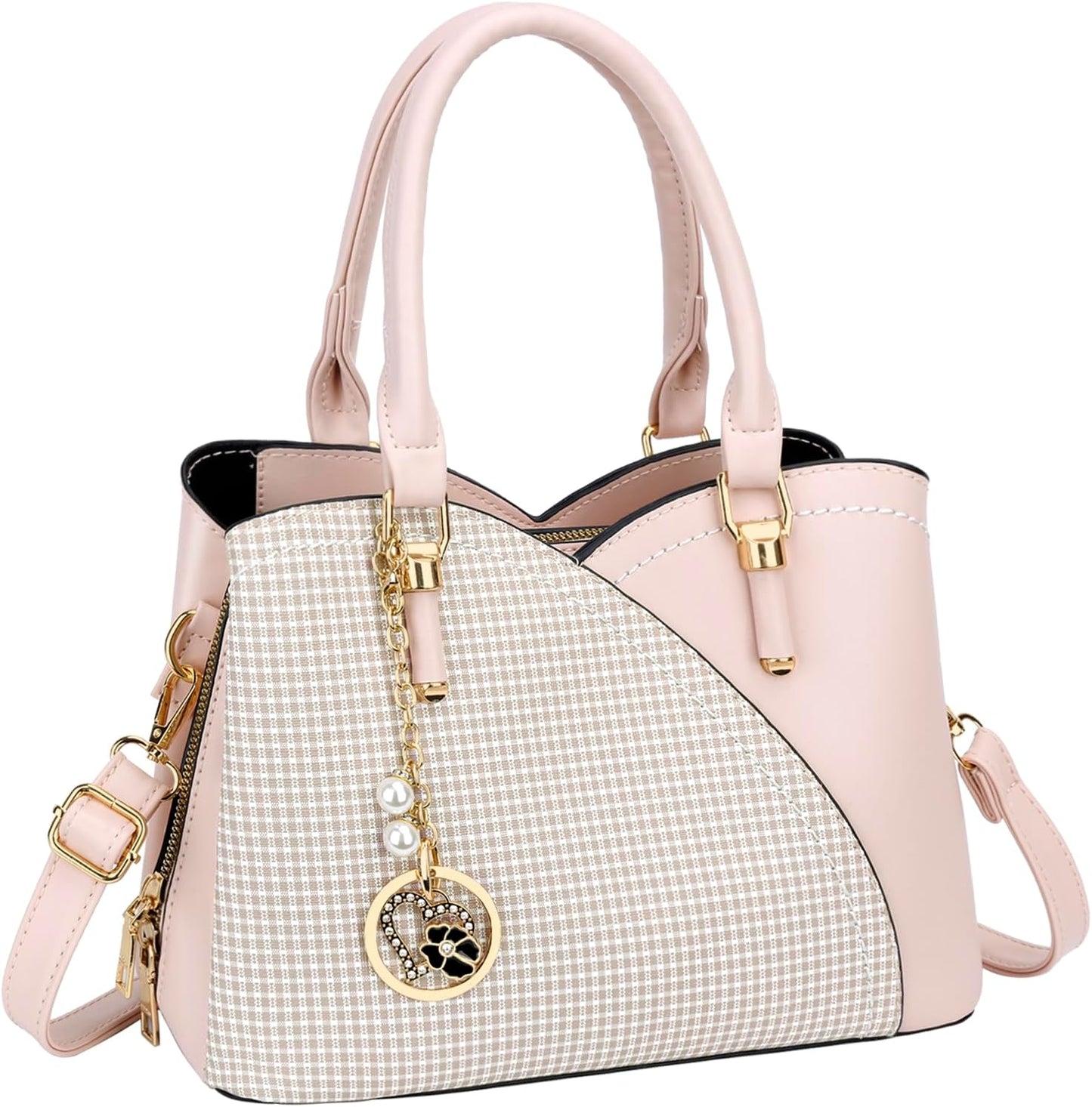 Triple-Compartment Satchel Handbag