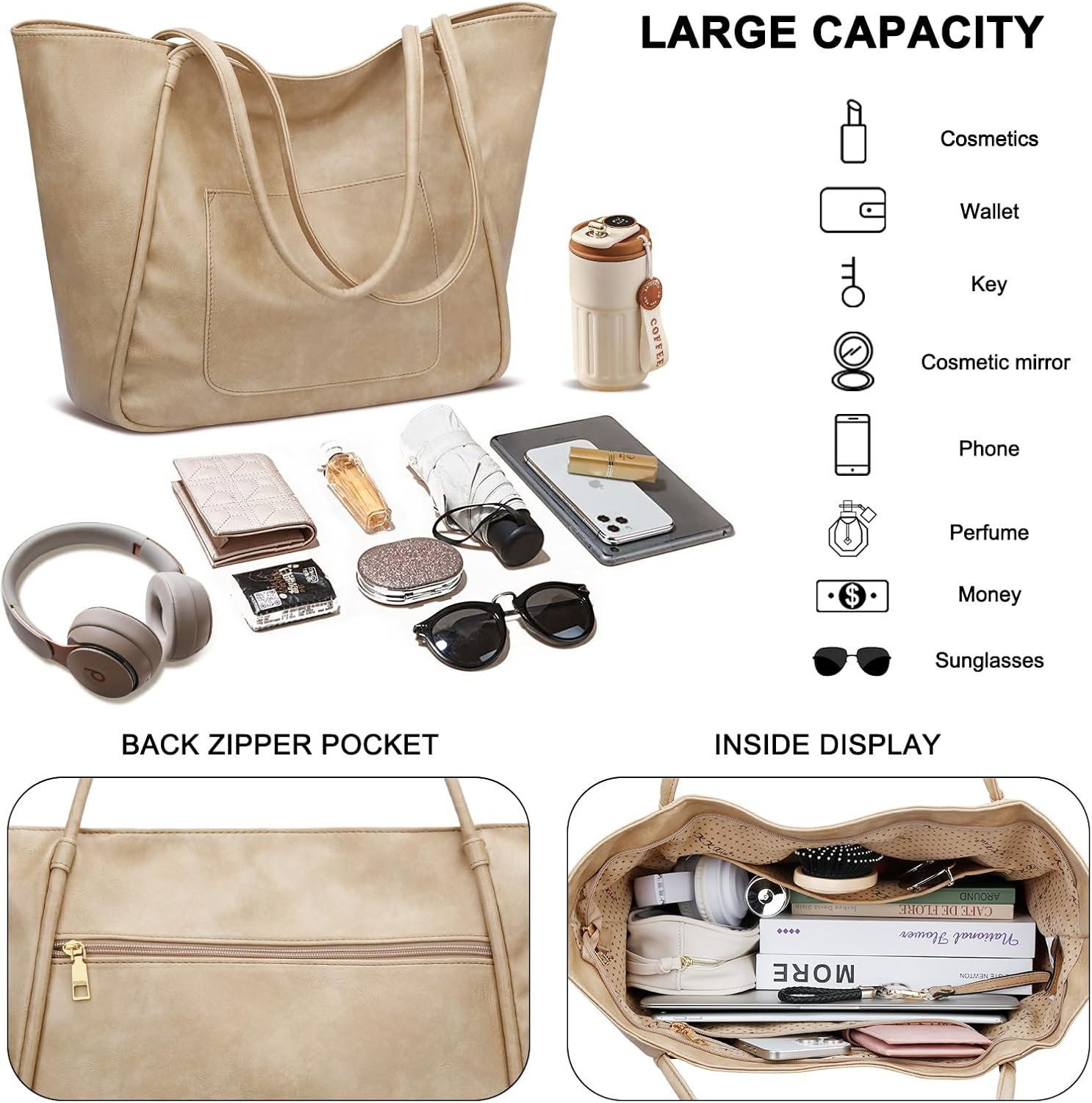 Large Leather Travel Tote Bag