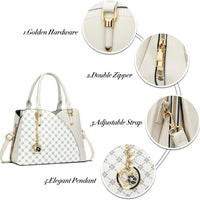 Triple-Compartment Satchel Handbag