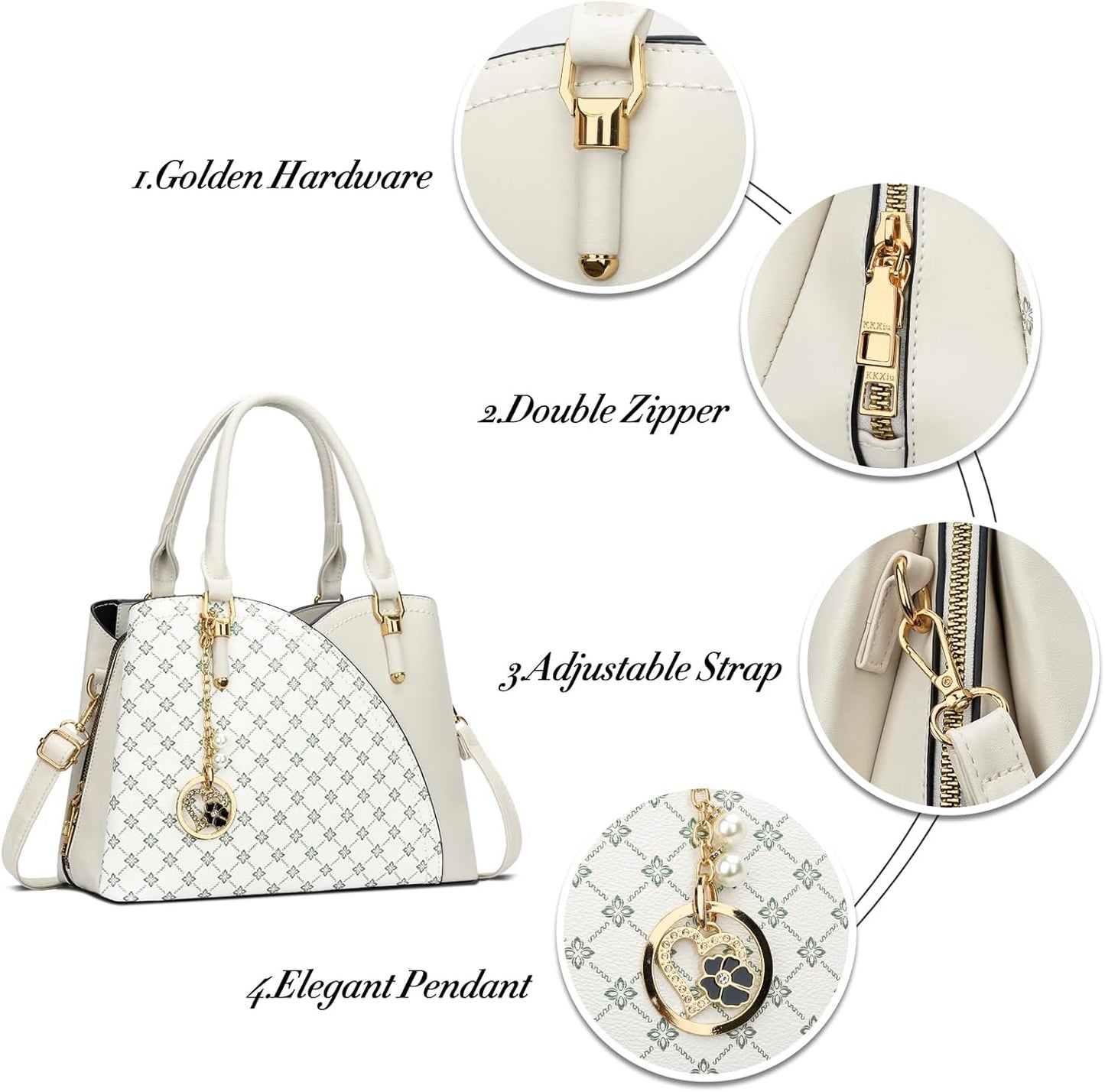 Triple-Compartment Satchel Handbag