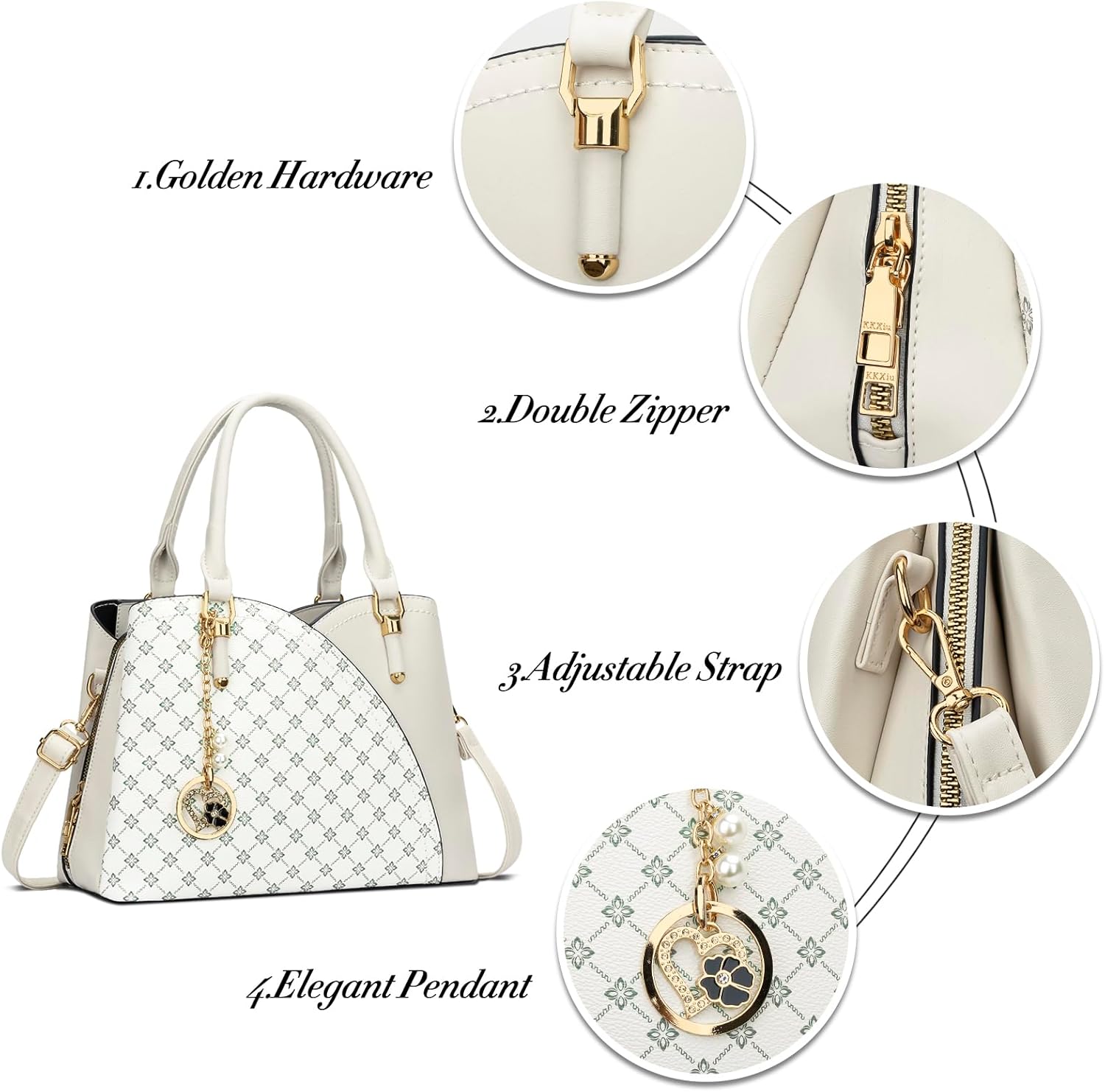 Triple-Compartment Satchel Handbag