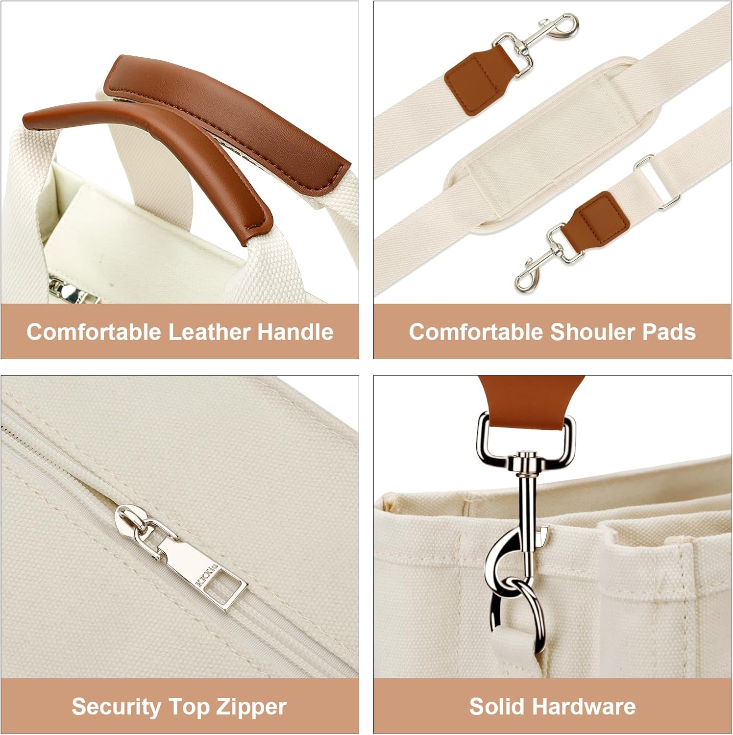 Canvas Crossbody Tote with Pockets