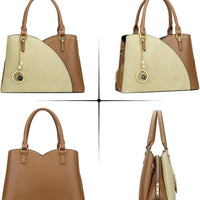 Triple-Compartment Satchel Handbag