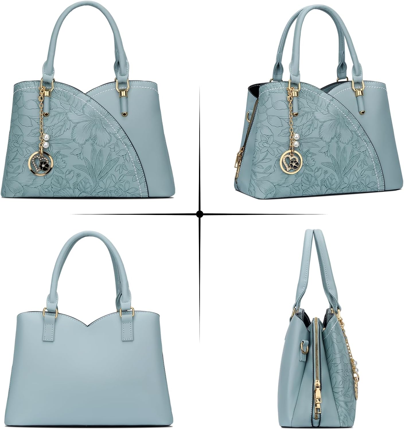 Triple-Compartment Satchel Handbag