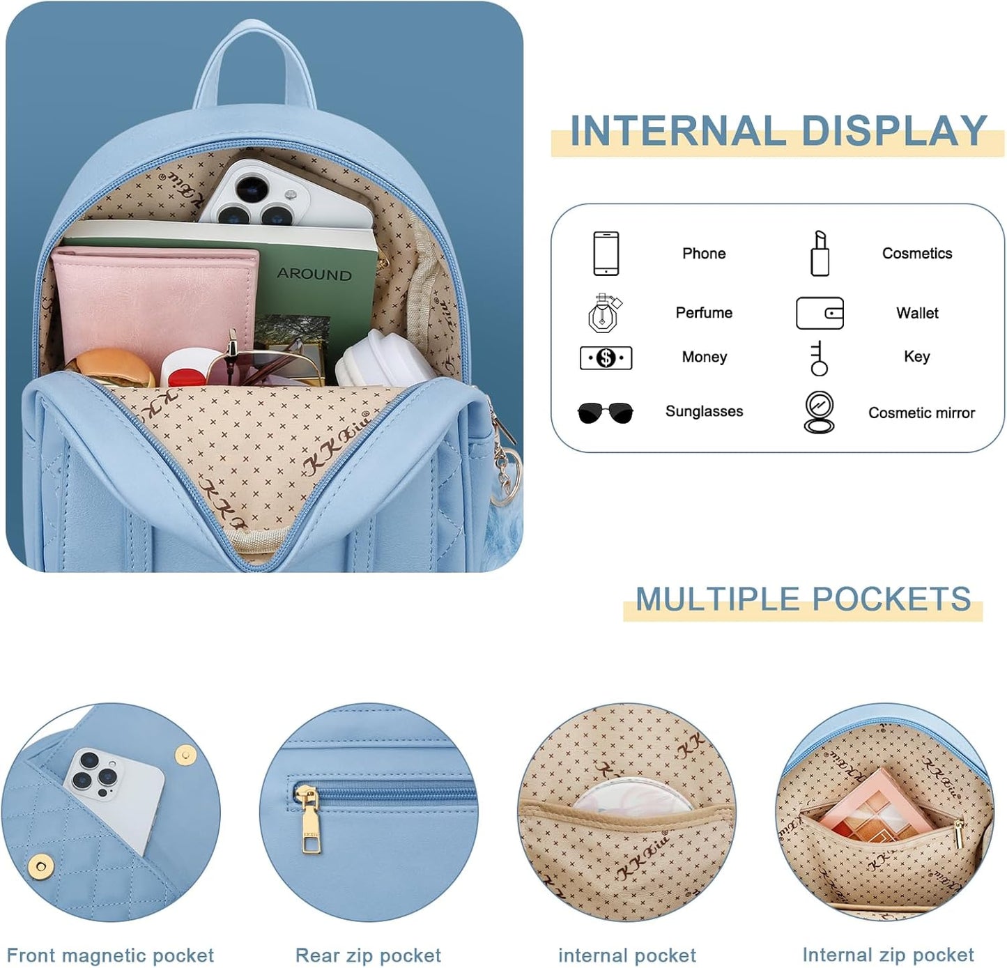 Quilted Mini Backpack Purse (White)