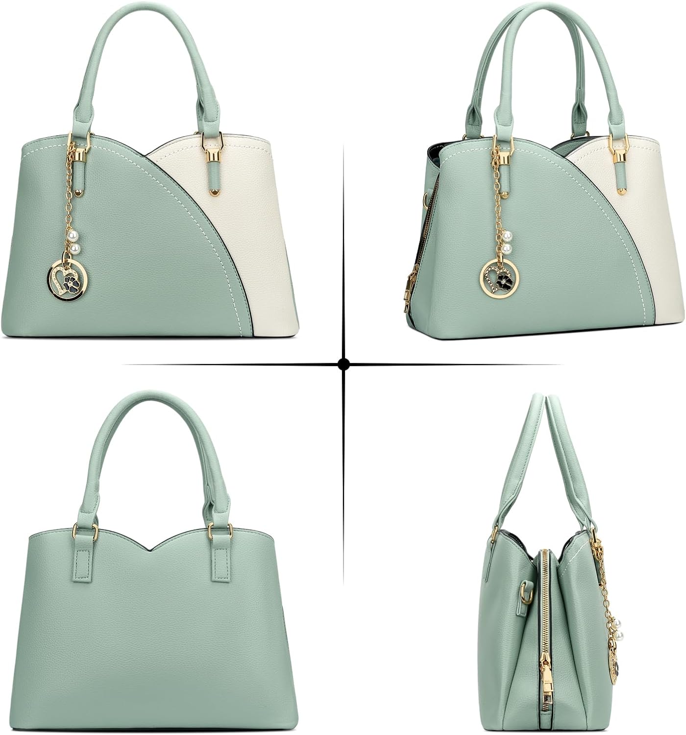 Triple-Compartment Satchel Handbag