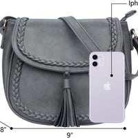 Tassel Flap Saddle Crossbody Bag