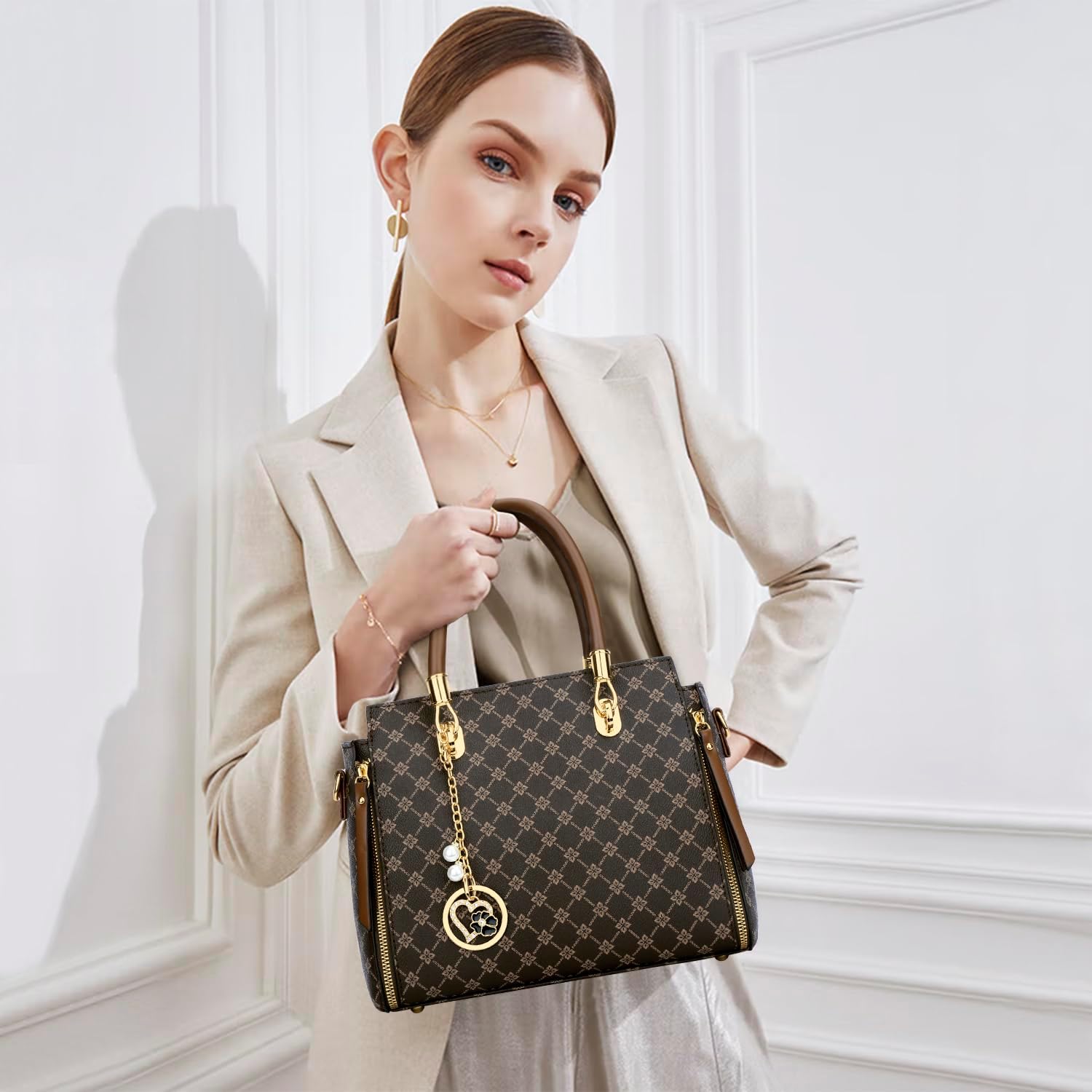 Vegan Leather Satchel Handbag