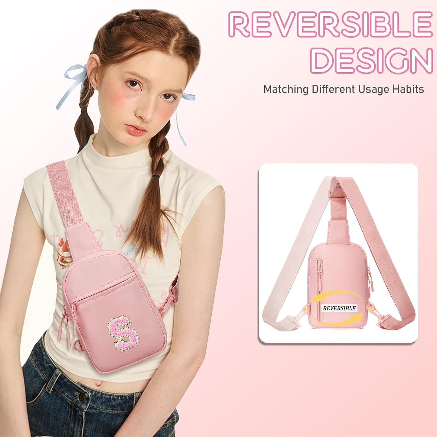 Girls Initial Sling Crossbody Bag