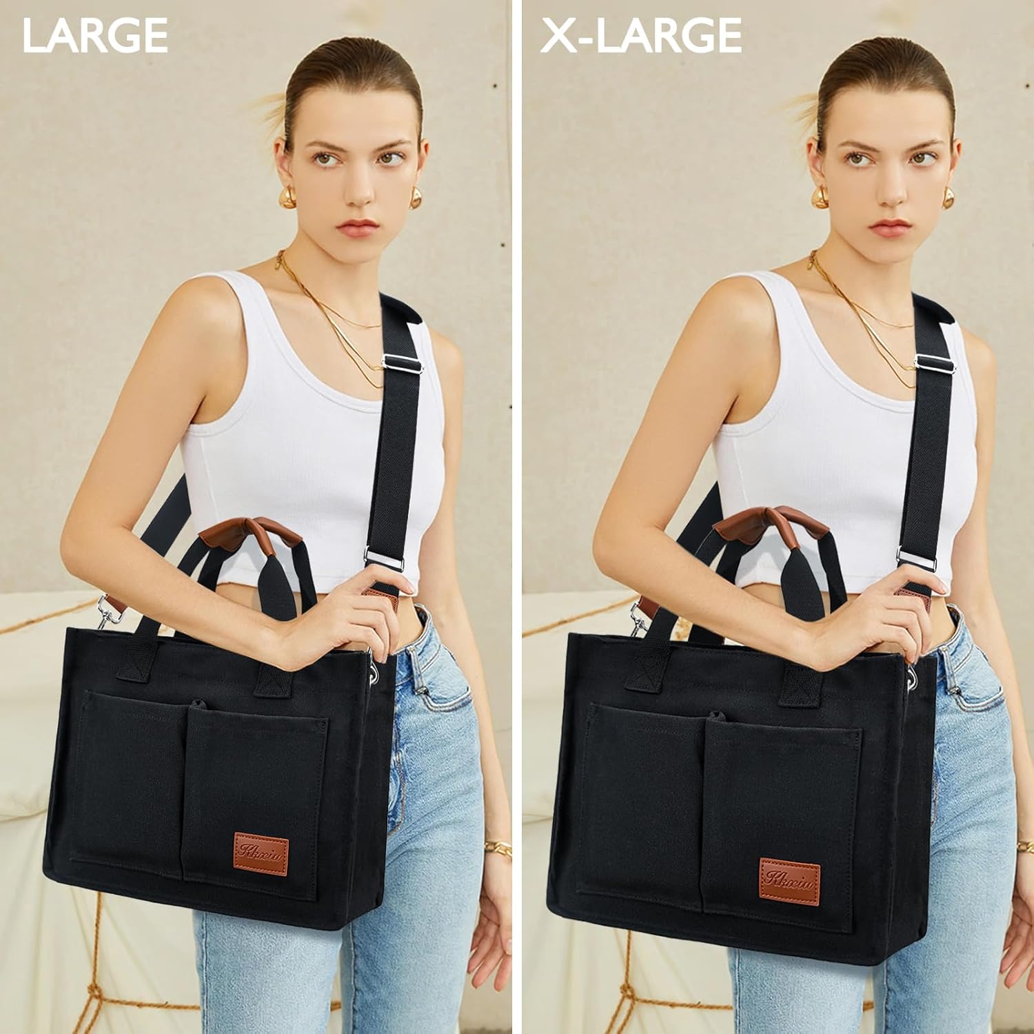 Large Canvas Tote Crossbody Bag