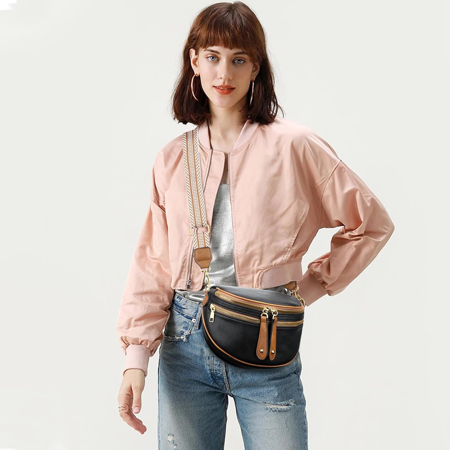 Trendy Leather Sling Crossbody Bag