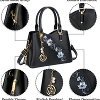 Triple-Compartment Satchel Handbag