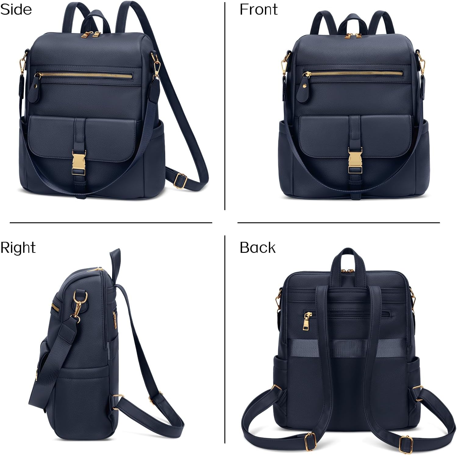 Anti-Theft Leather Backpack (Black)