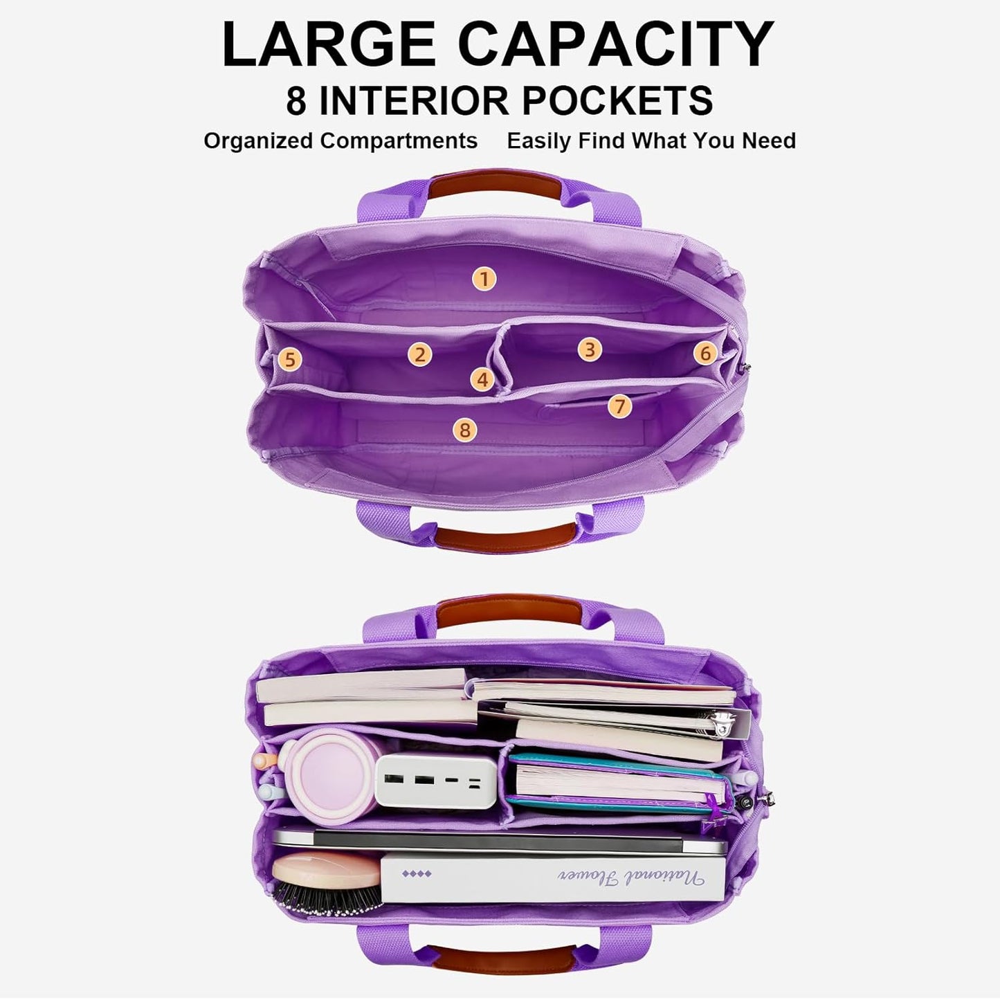 Canvas Crossbody Tote with Pockets