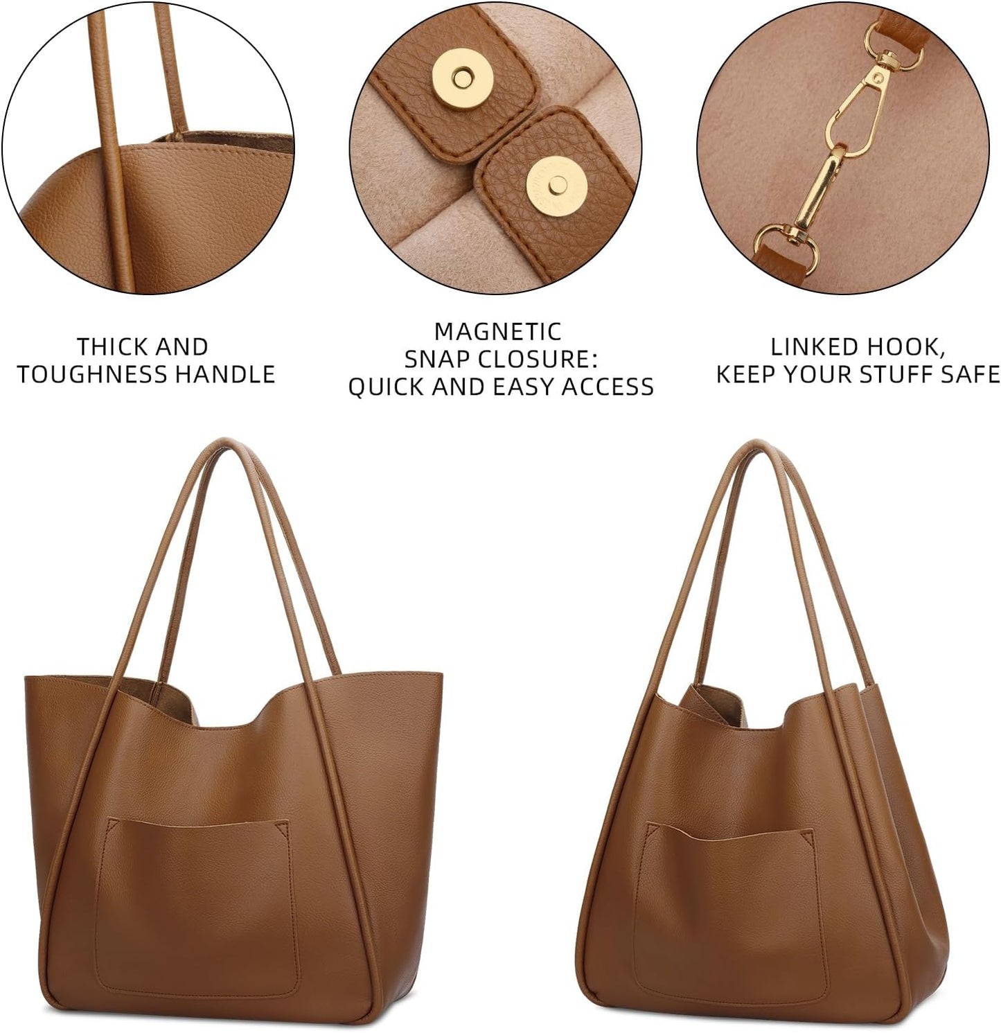 Large Vegan Leather Tote Bag