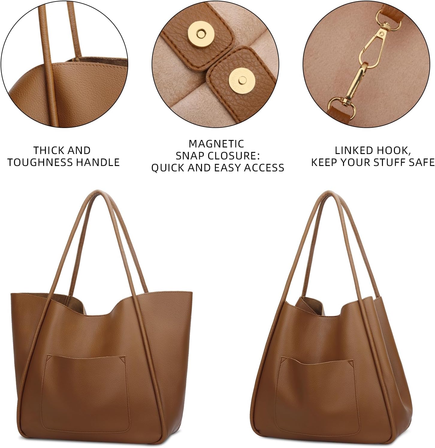 Large Vegan Leather Tote Bag