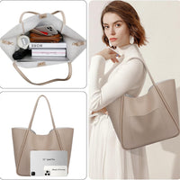 Large Vegan Leather Tote Bag