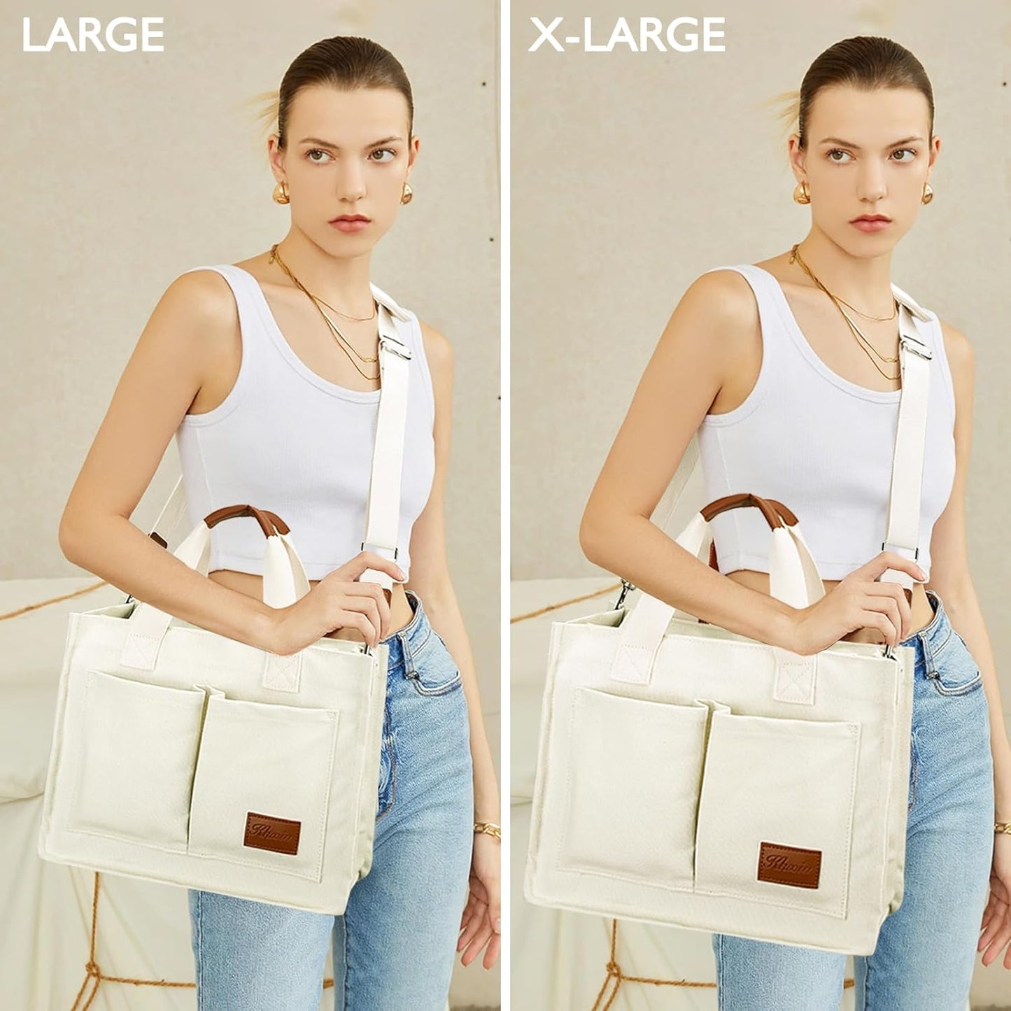 Large Canvas Tote Crossbody Bag