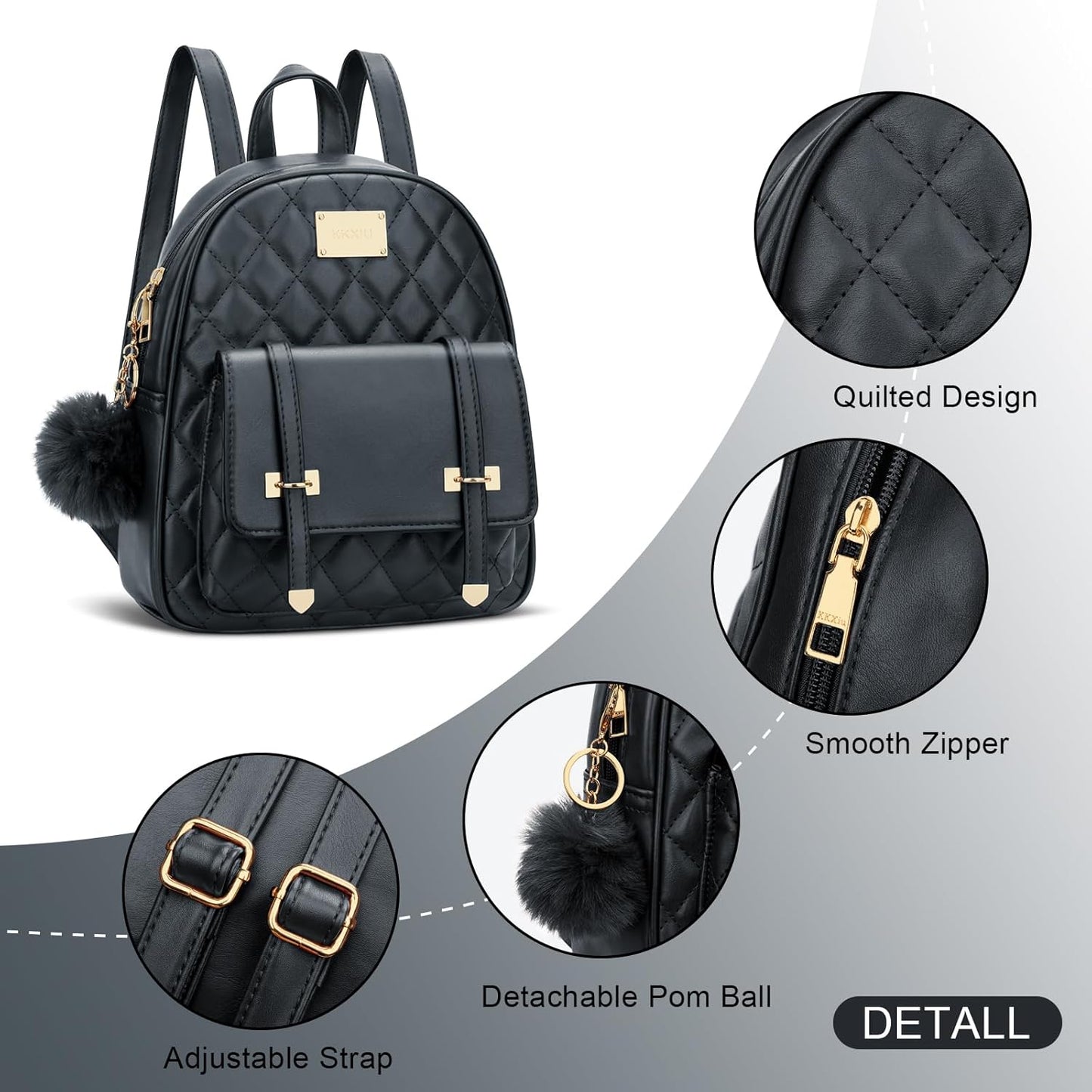 Quilted Mini Backpack Purse (White)