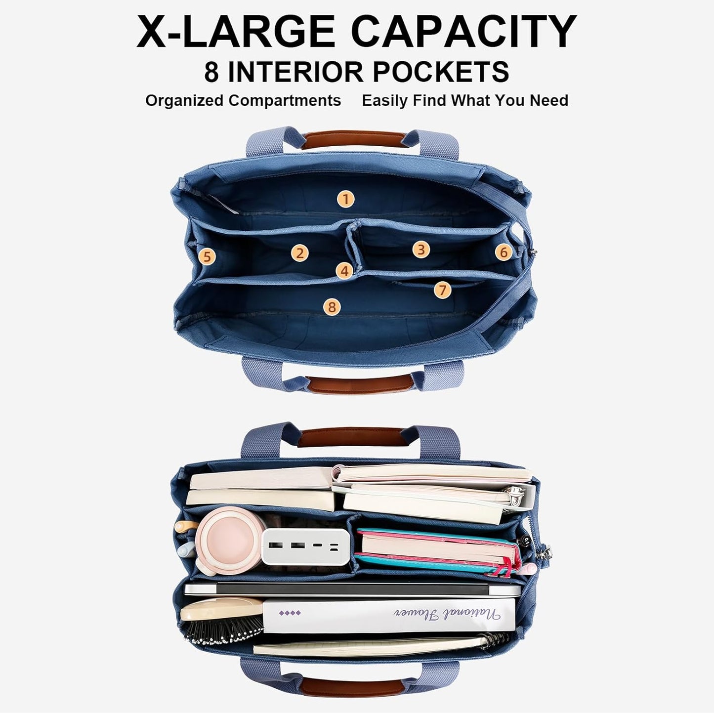 Canvas Crossbody Tote with Pockets