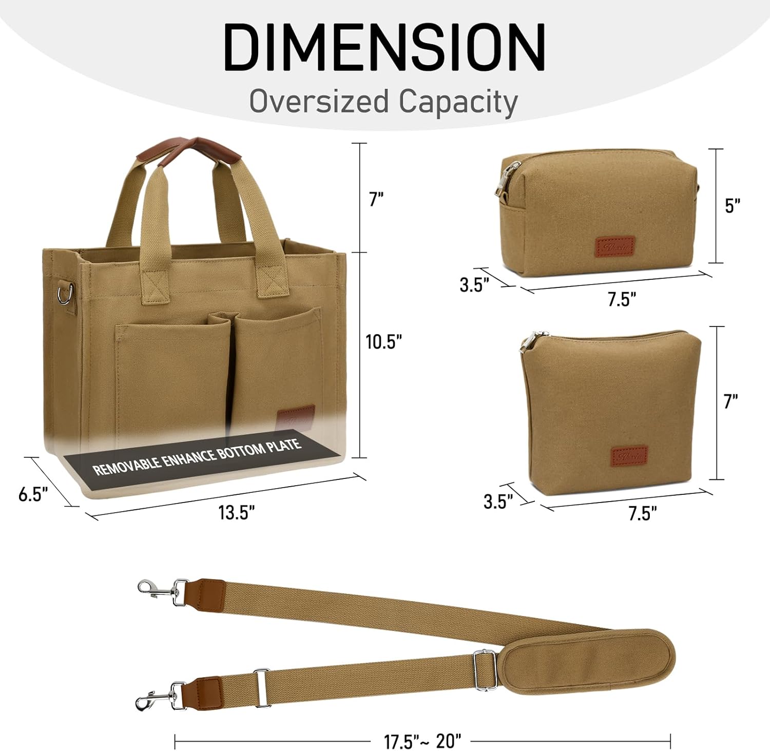 Large Canvas Tote Crossbody Bag