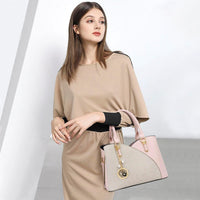 Triple-Compartment Satchel Handbag