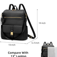 Anti-Theft Leather Backpack (Black)