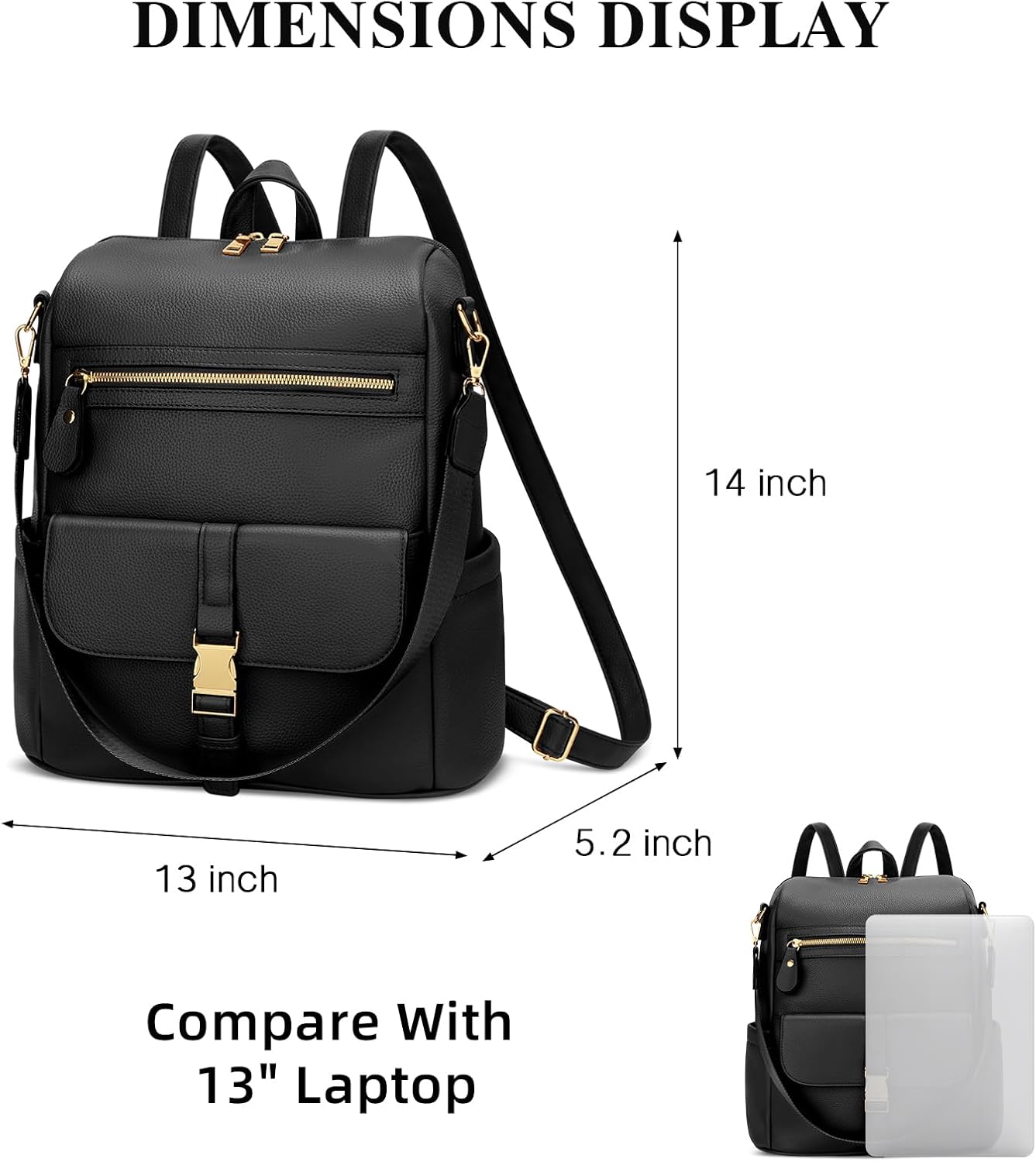 Anti-Theft Leather Backpack (Black)