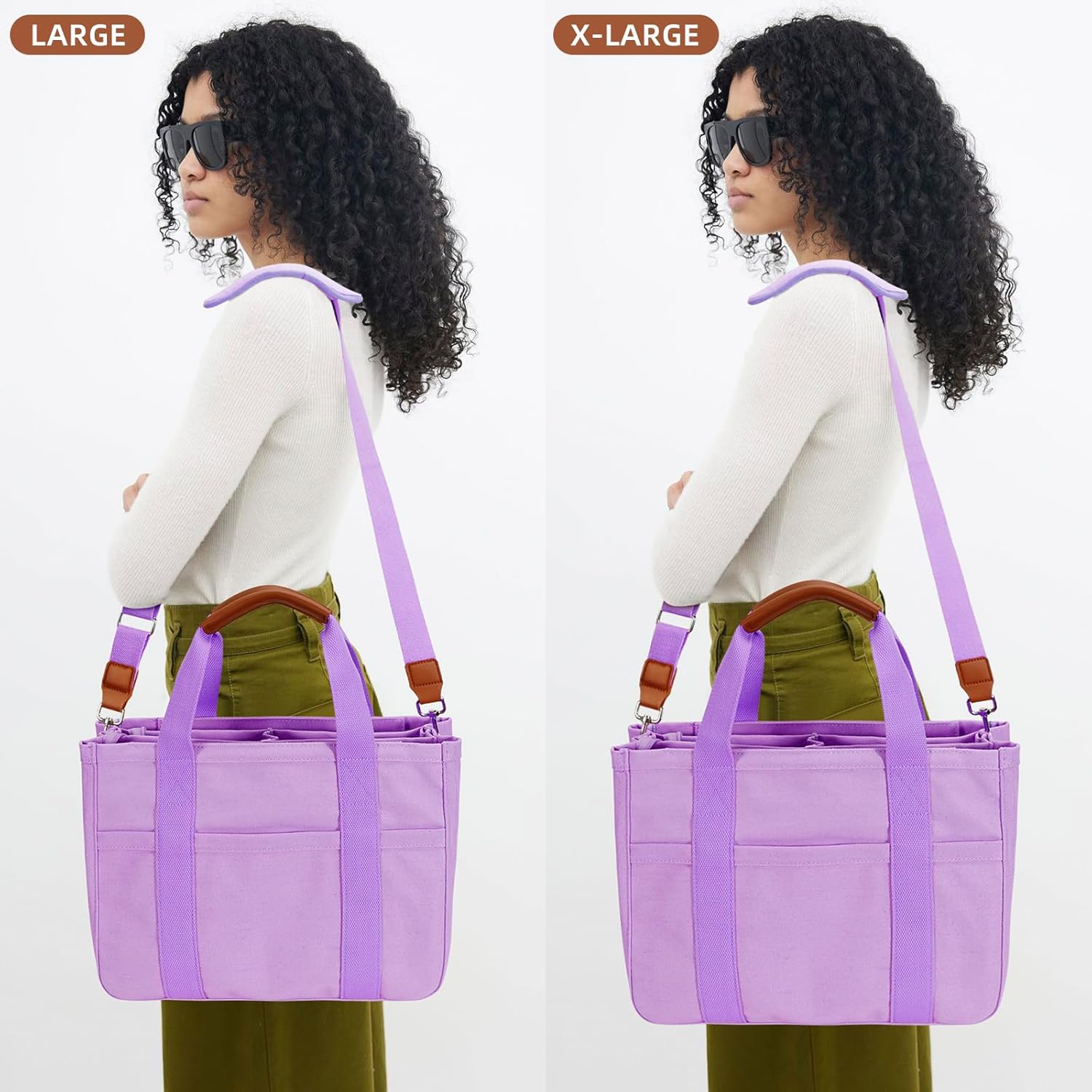 Canvas Crossbody Tote with Pockets