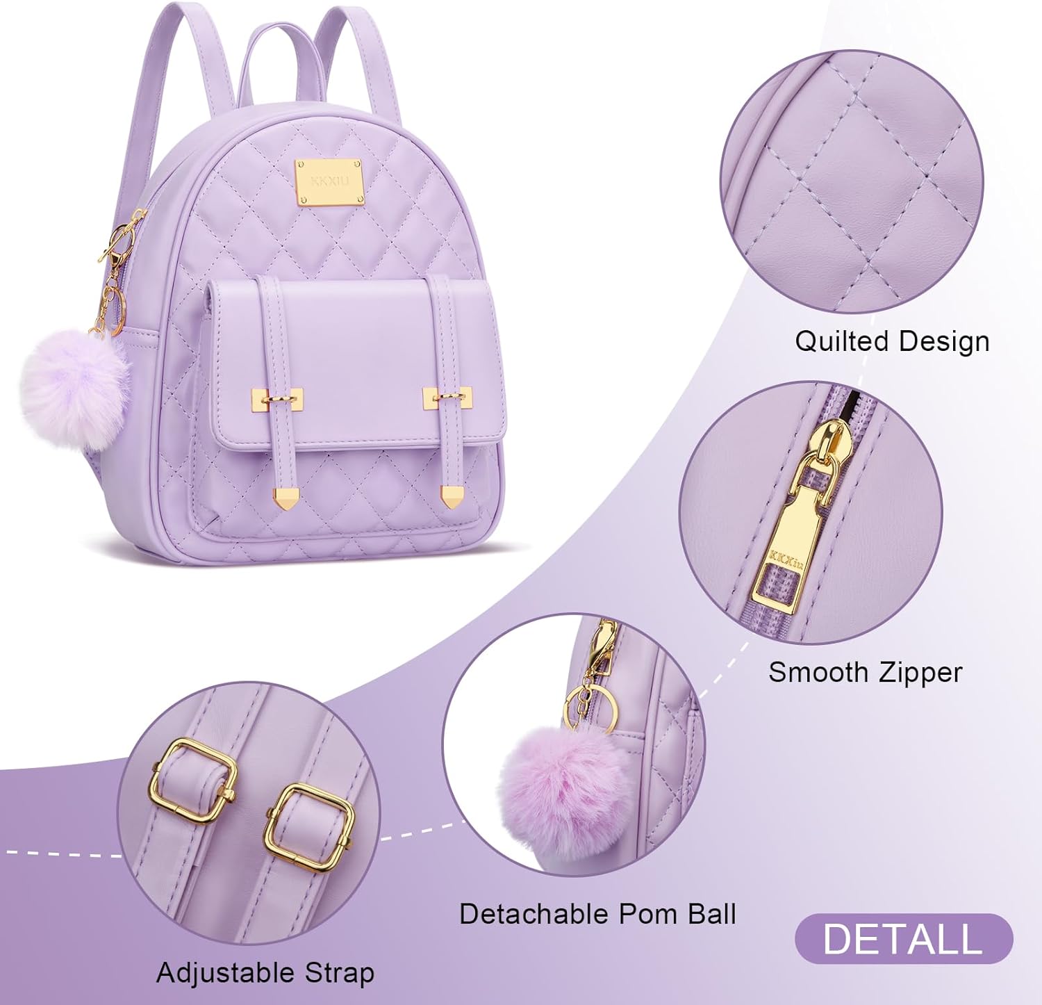 Quilted Mini Backpack Purse (White)