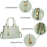 Triple-Compartment Satchel Handbag