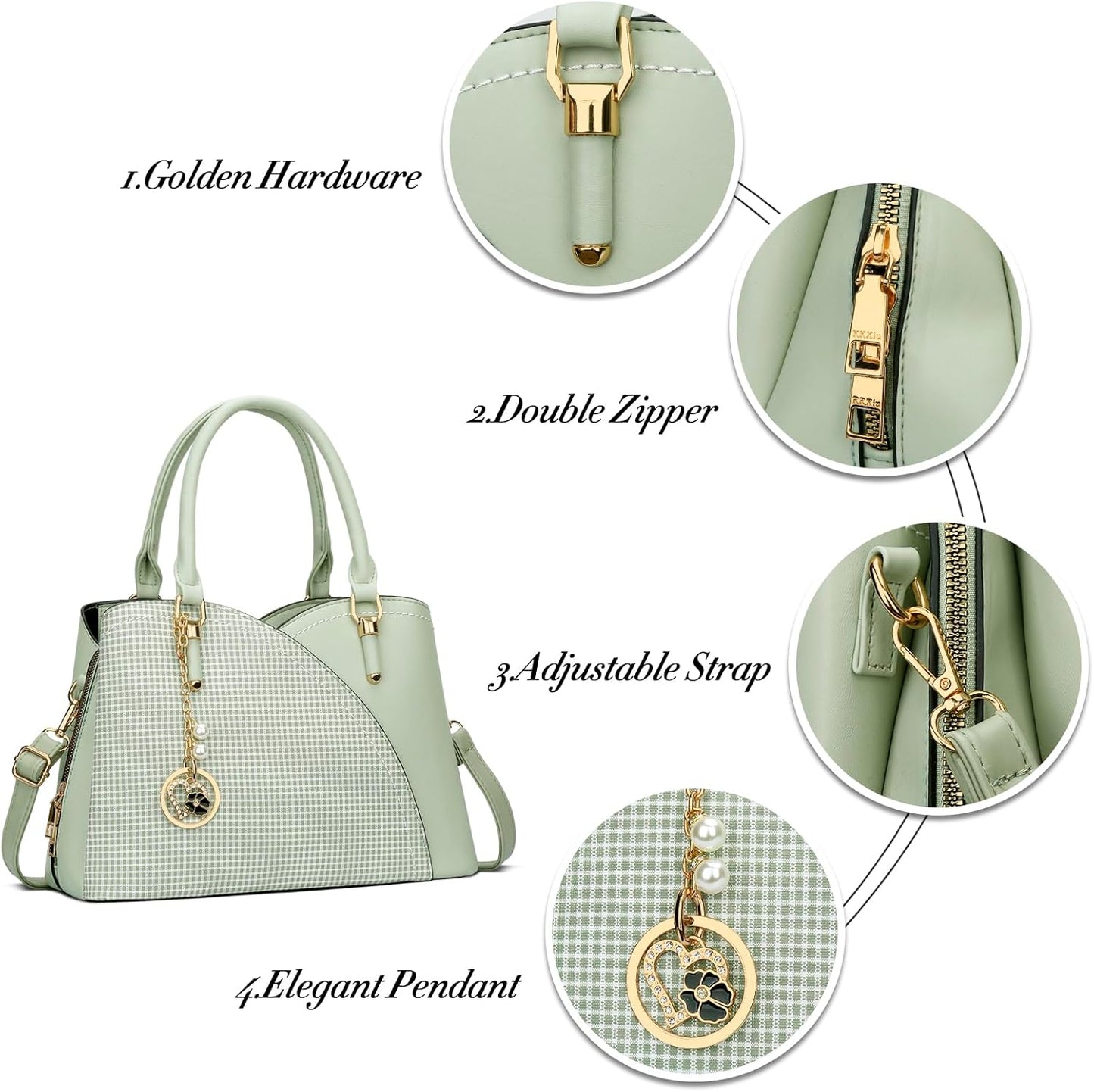 Triple-Compartment Satchel Handbag