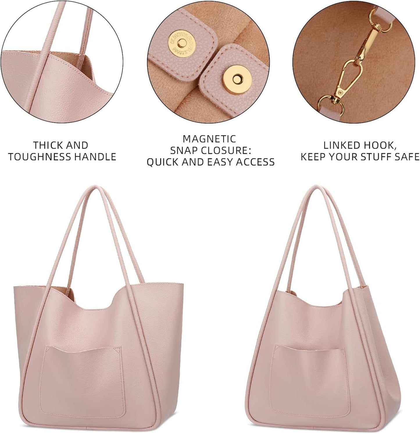 Large Vegan Leather Tote Bag