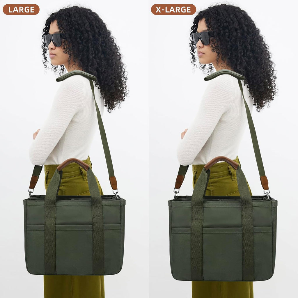 Canvas Crossbody Tote with Pockets