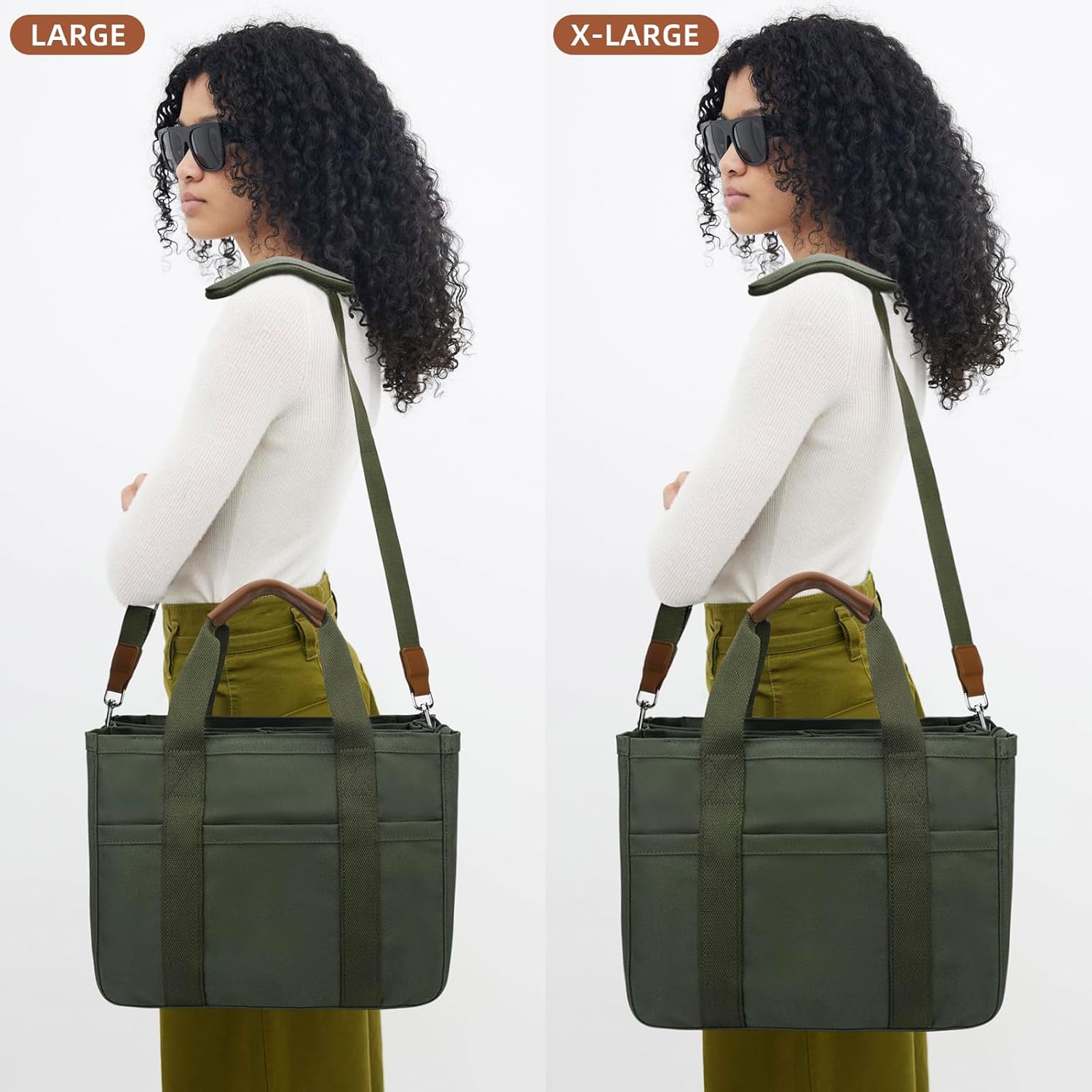 Canvas Crossbody Tote with Pockets